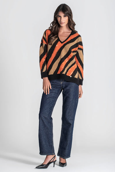 Jersey animal print lentejuelas naranja Rüga