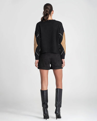 Jersey jacquard rombos negro Rüga