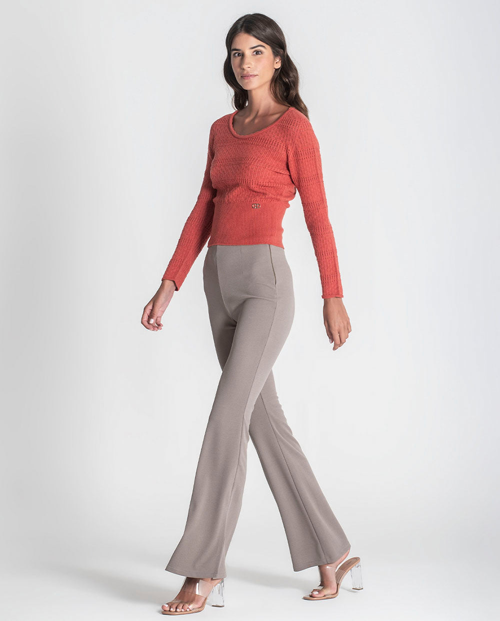 Pantalón flare estrecho topo Rüga