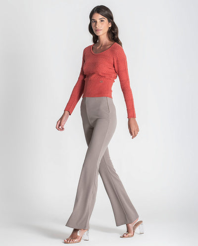 Pantalón flare estrecho topo Rüga