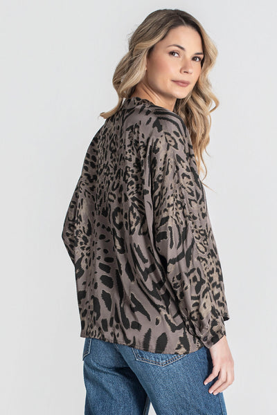 Blusa animal print manga larga Rüga