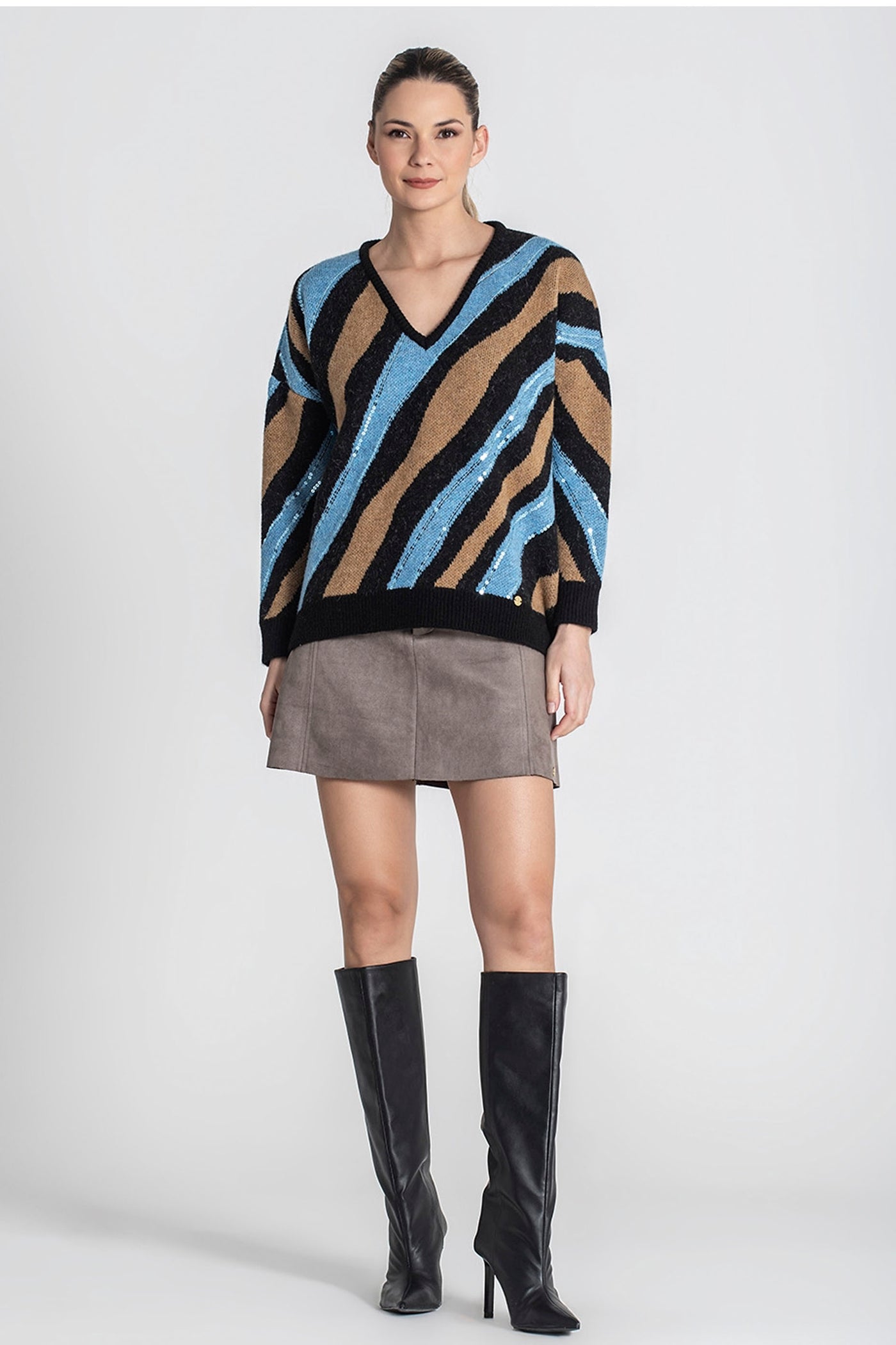 Jersey animal print lentejuelas azul Rüga