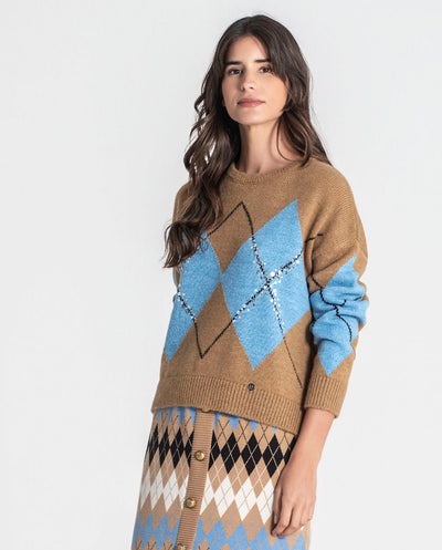 Jersey jacquard camel Rüga