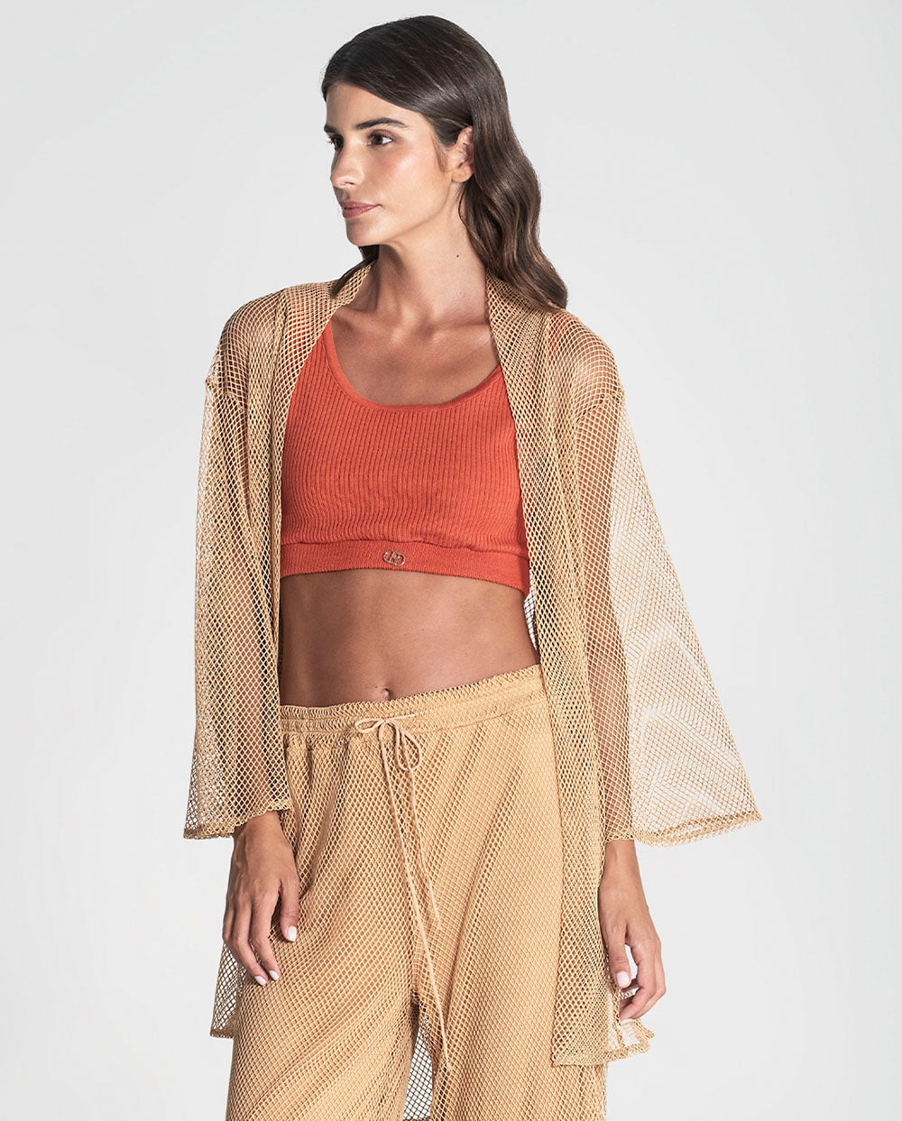 Chaqueta red manga kimono camel Rüga