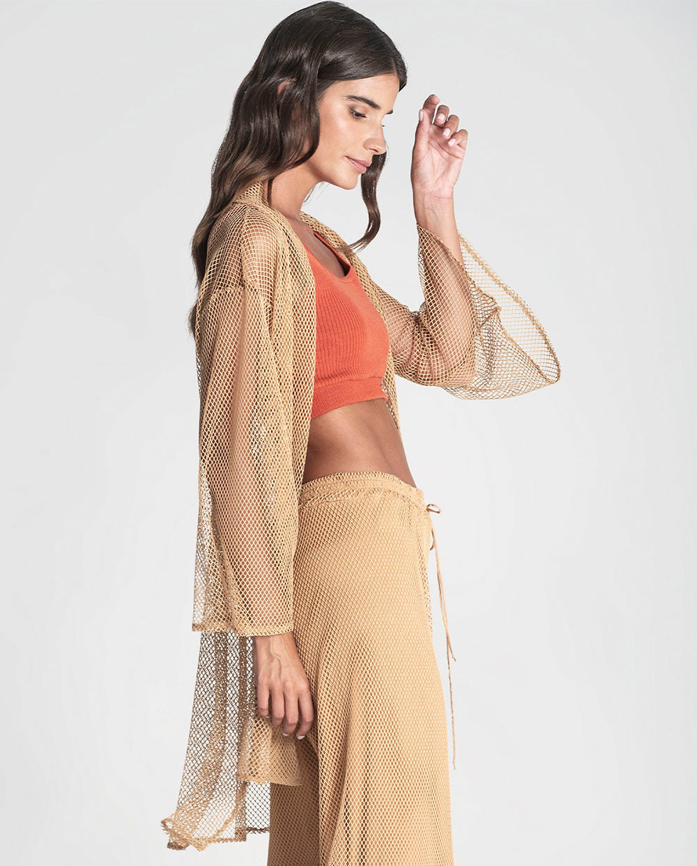 Chaqueta red manga kimono camel Rüga
