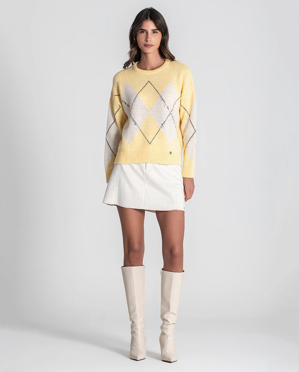Jersey jacquard rombos butter Rüga
