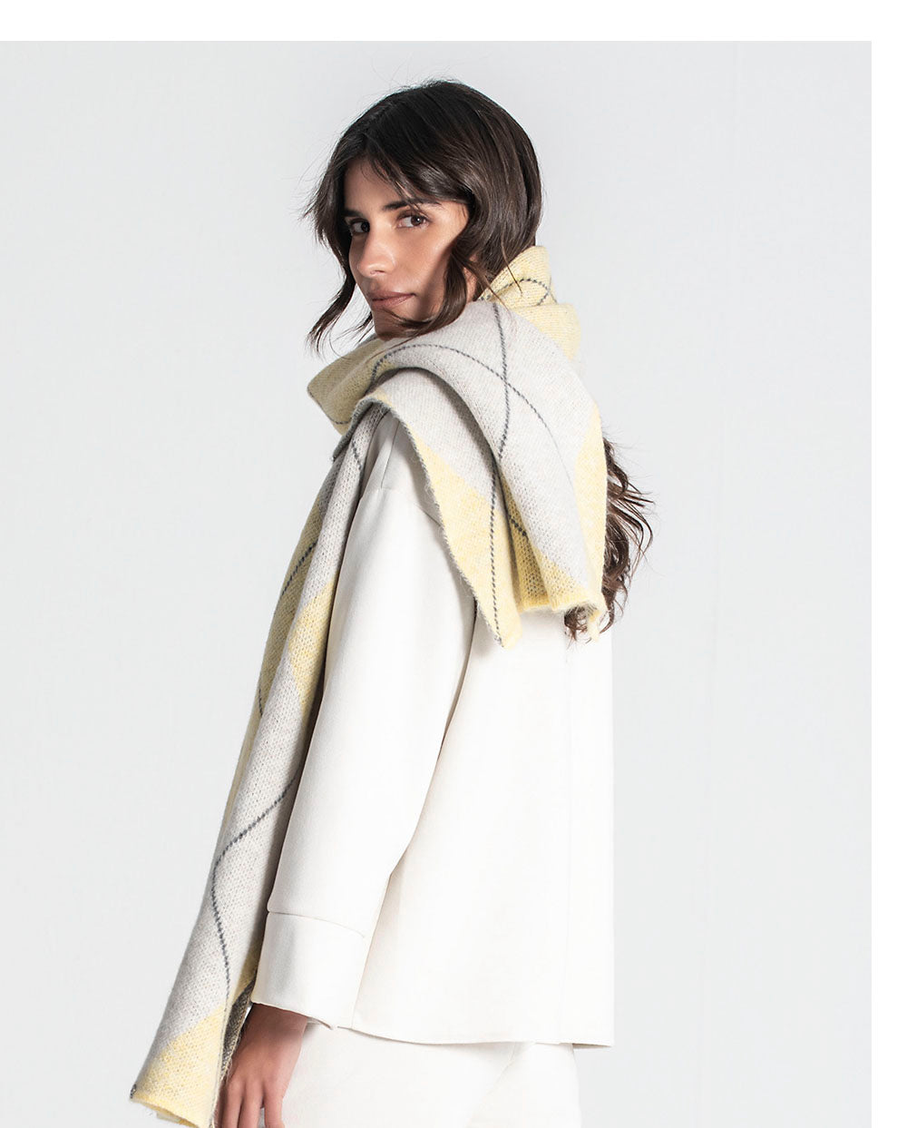 Bufanda jacquard rombos mantequilla Rüga