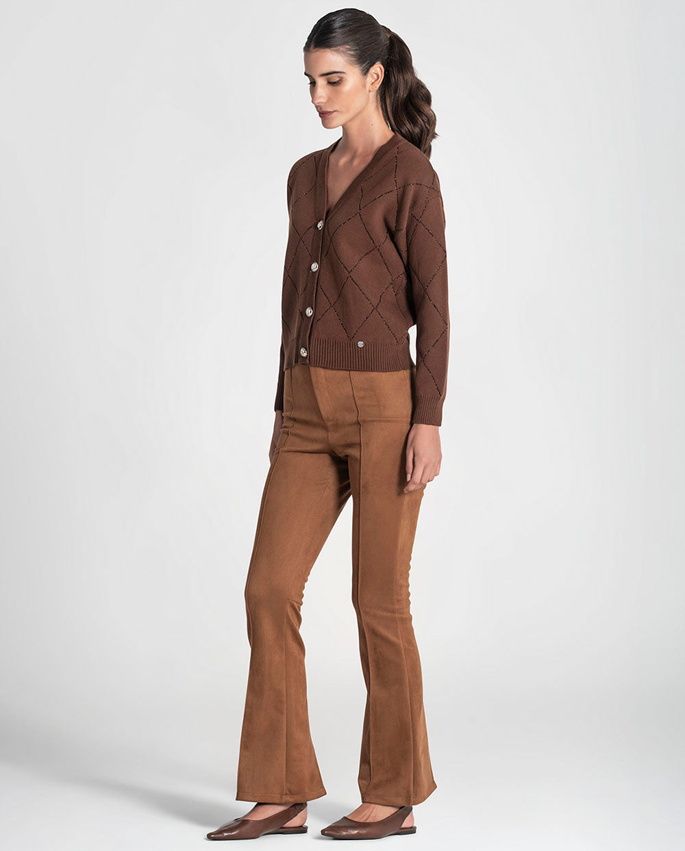 Pantalón flare camel Rüga