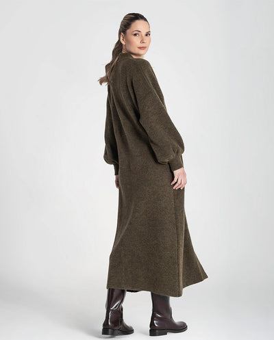 Vestido de punto con cinturón kaki Rüga