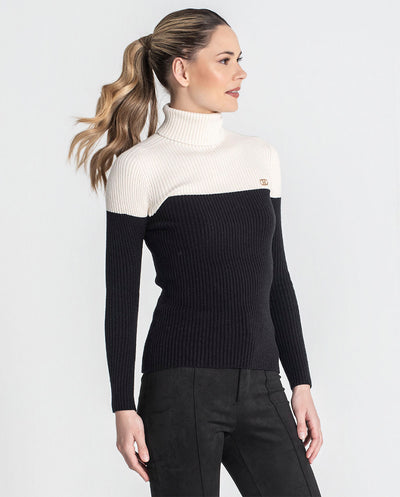 Jersey cuello vuelto crudo y negro Rüga