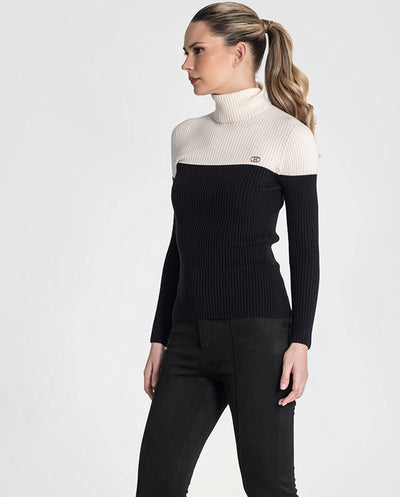 Jersey cuello vuelto crudo y negro Rüga