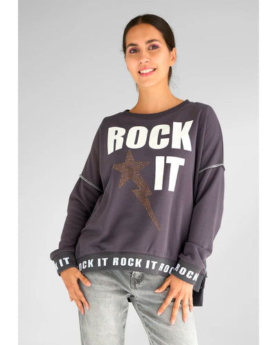 Sudadera Rock It Strass gris antracita Miss Goodlife