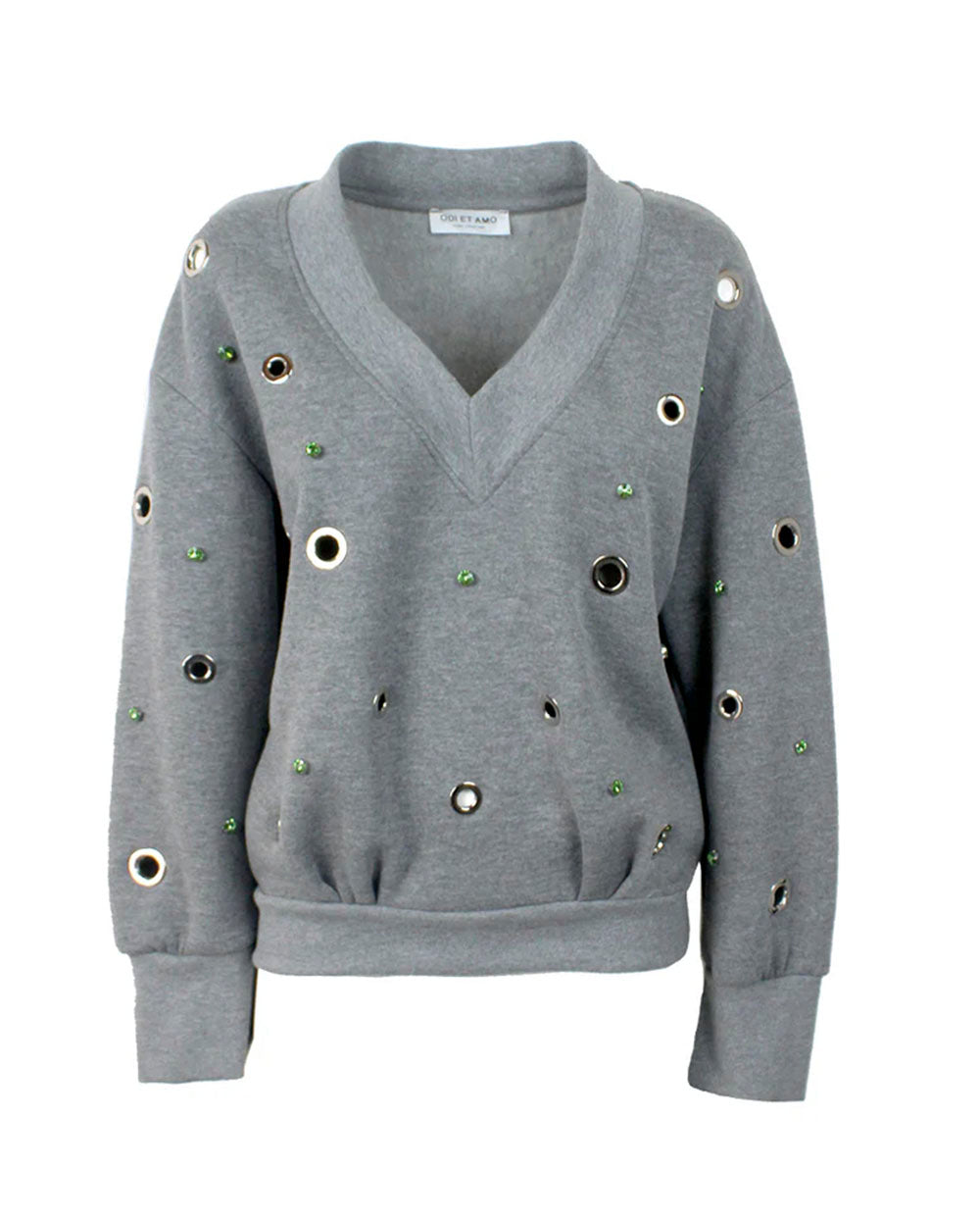 Sudadera felpa gris perforaciones Odi et Amo