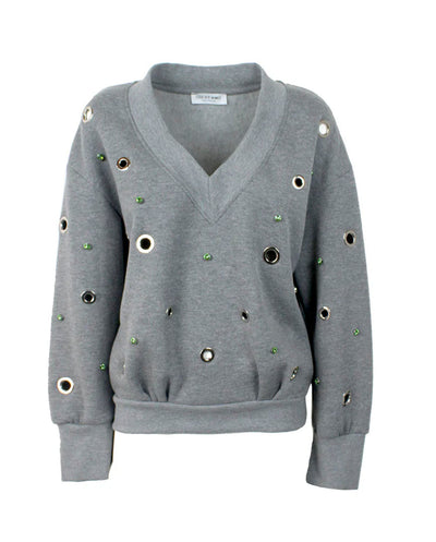 Sudadera felpa gris perforaciones Odi et Amo