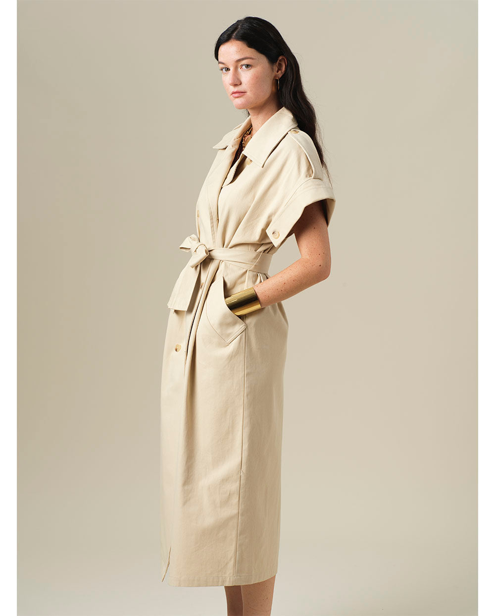 Trench manga corta beige Orfeo París