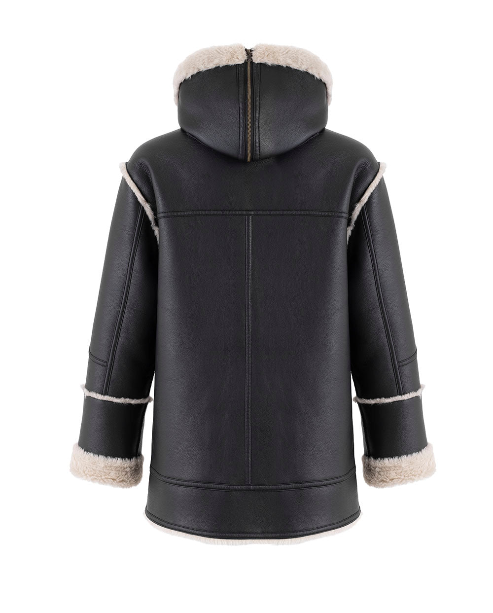 Chaquetón capucha eco piel negro Vegan Code
