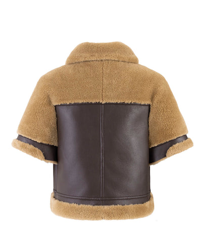Chaqueta manga corta eco piel marrón Vegan Code
