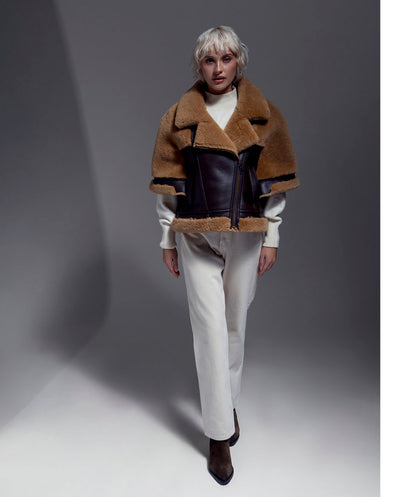 Chaqueta manga corta eco piel marrón Vegan Code