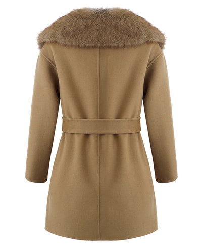 Chaquetón de lana cuello pelo caramelo Urban Code
