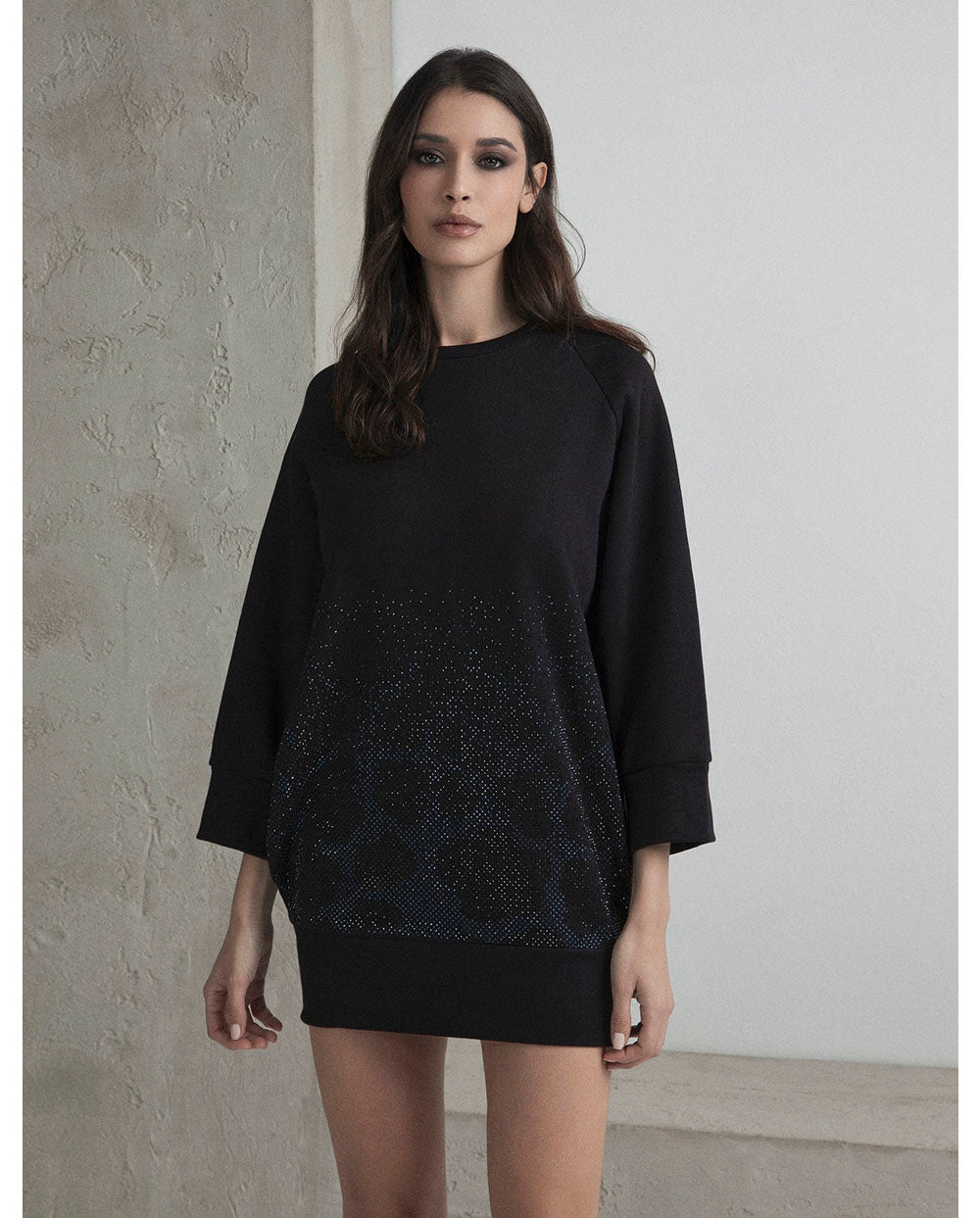 Vestido felpa strass negro Odi et Amo