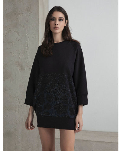 Vestido felpa strass negro Odi et Amo