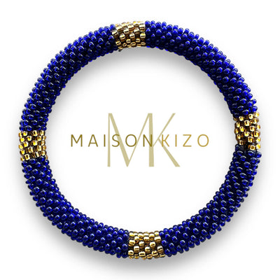 Pulsera nepalí azulón trazos oro