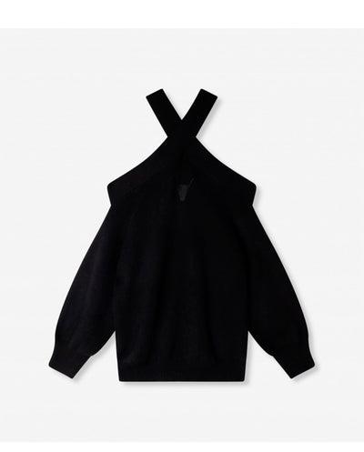 Pullover negro hombro al aire Alix the label