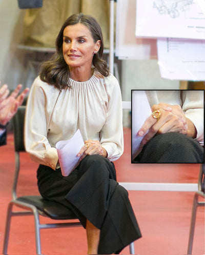 Anel Karen Hallam dourado exclusivo da Rainha Letizia