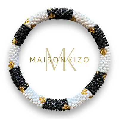 Pulsera nepalí raya negro blanco