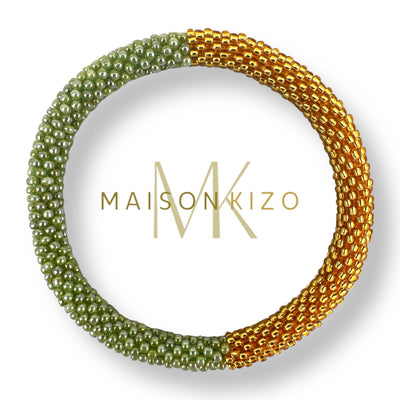 Pulsera nepalíbicolor verde manzana-oro