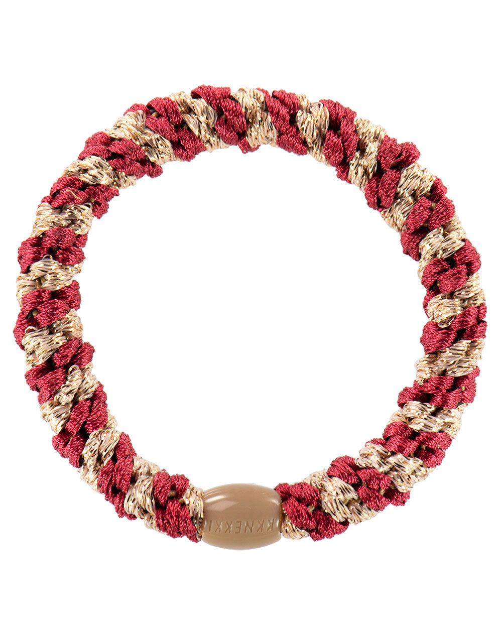 Goma pelo Kknekki rayas glitter burdeos claro-beige