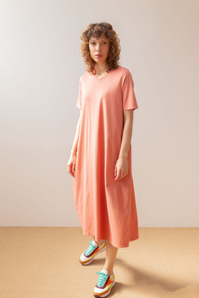Vestido camiseta algodón teja PAN Producto Básico