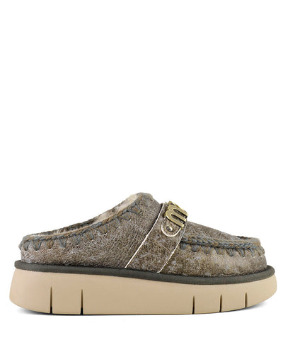 Mou Bounce Clog metal logo special leather denim