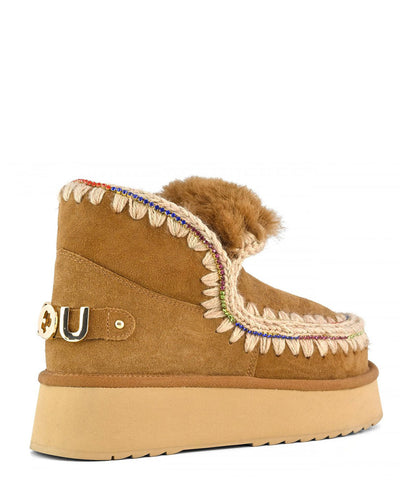 Mou Eskimo 18 Strass plataforma marrom conhaque