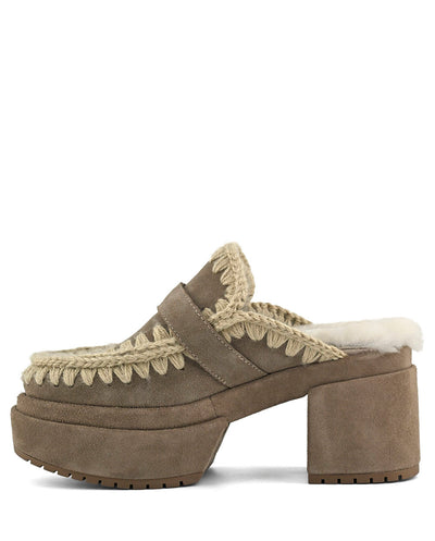 Mou Platform clog buckle strap gris piedra