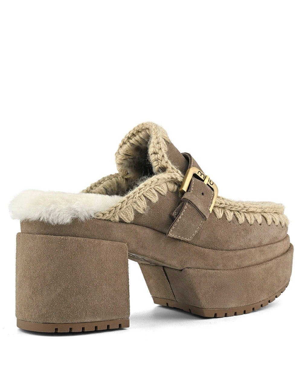 Mou Platform clog buckle strap gris piedra