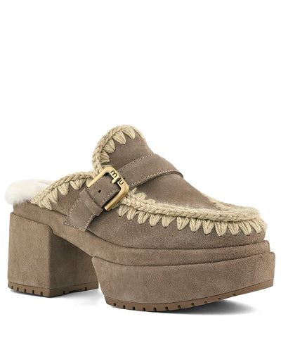 Mou Platform clog buckle strap gris piedra