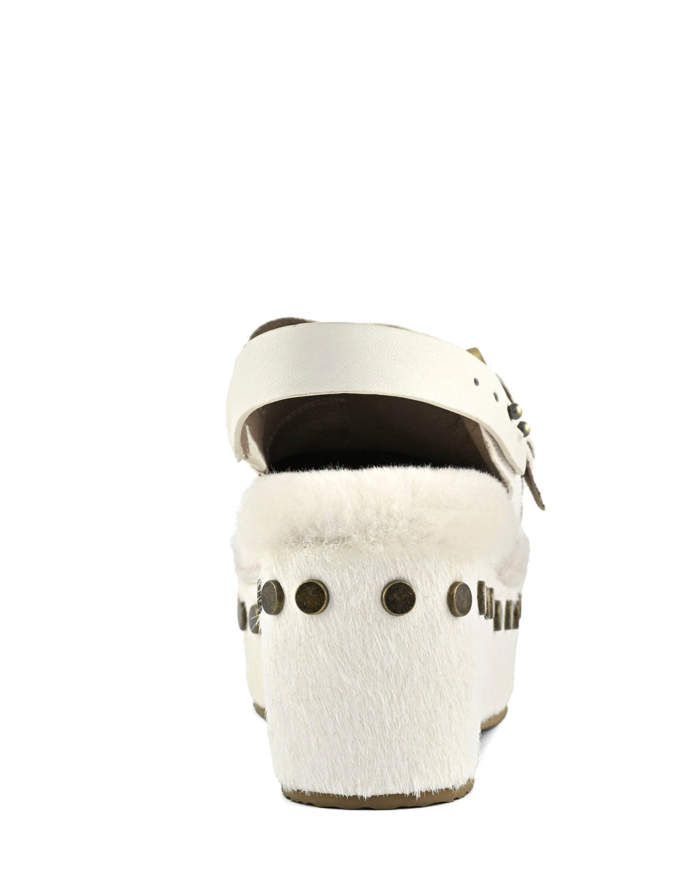 MOU clog pony skin back strap blanco