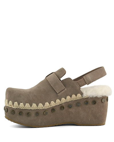 Mou suede clog with back strap gris piedra