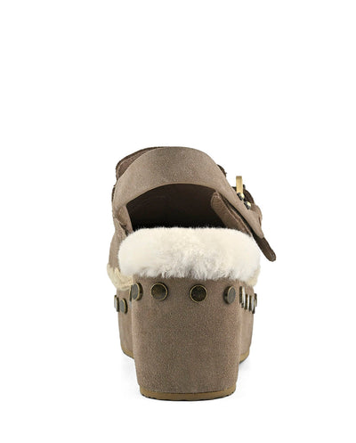 Mou suede clog with back strap gris piedra