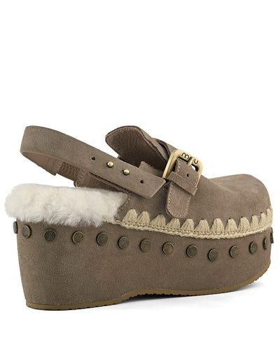 Mou suede clog with back strap gris piedra
