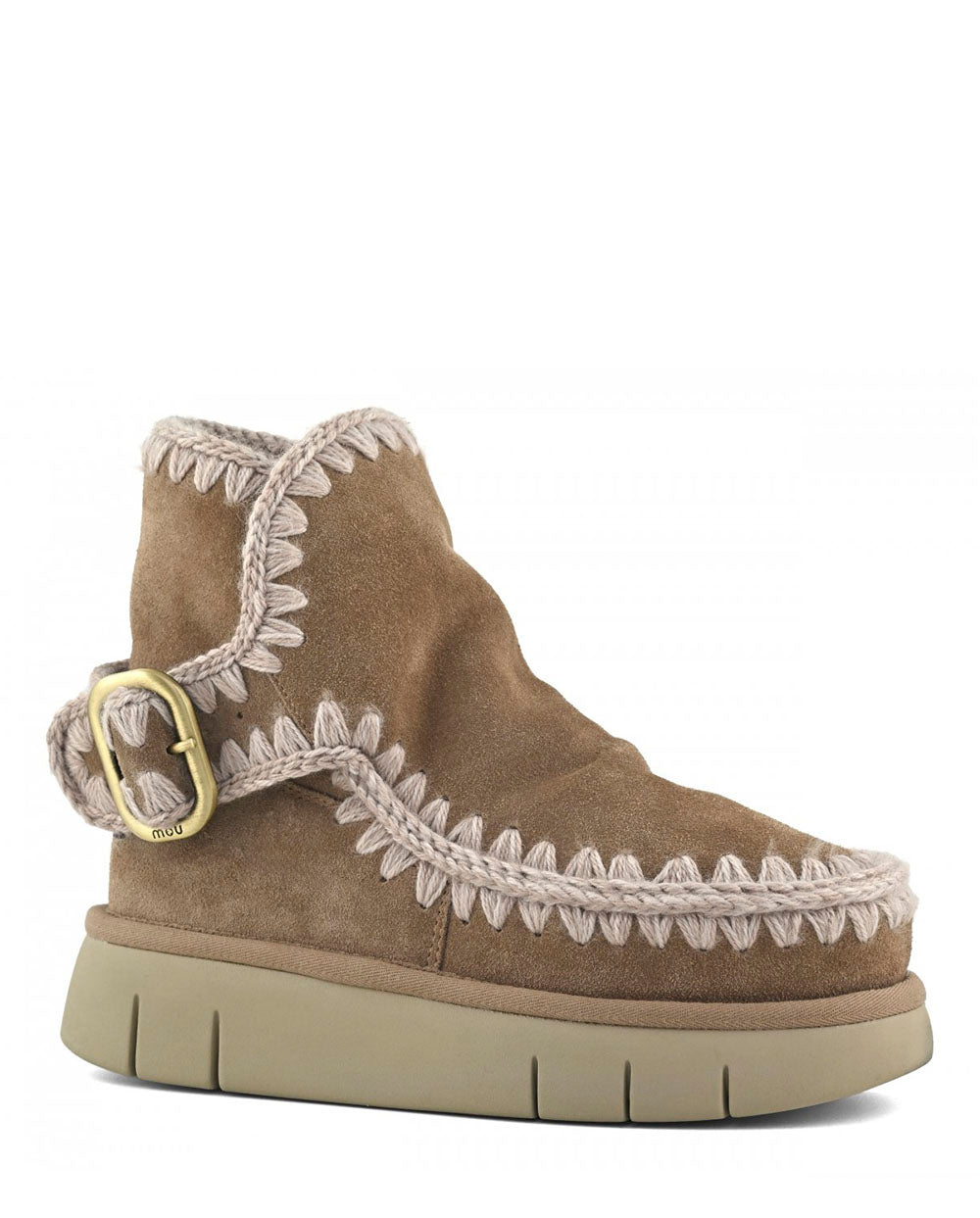 MOU Eskimo Bounce boot buckle strap pink brown