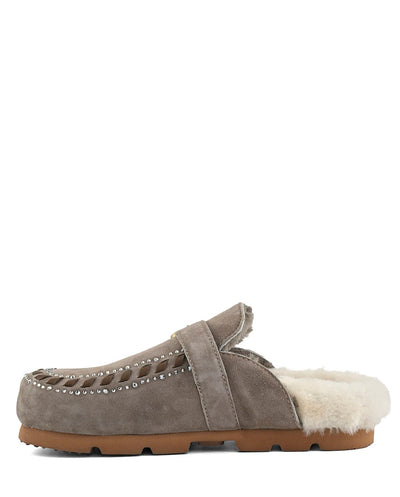 Mou Winter bio leather stitching gris