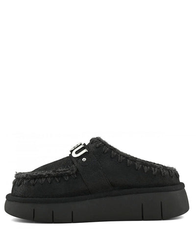 Mou Bounce Clog metal logo special leather black