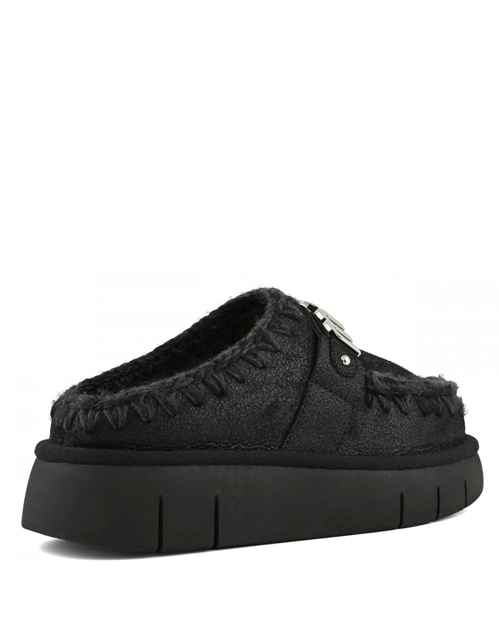Mou Bounce Clog metal logo special leather black