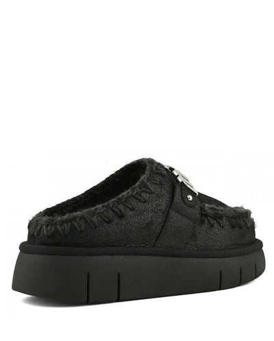 Mou Bounce Clog metal logo special leather black