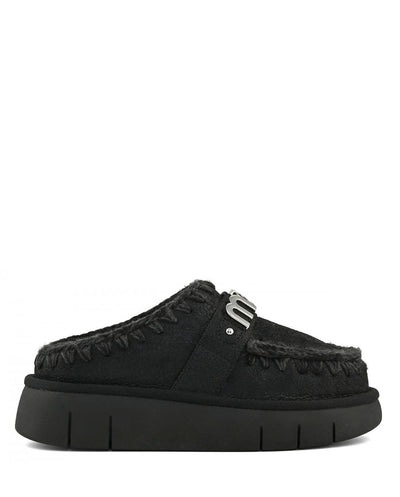 Mou Bounce Clog metal logo special leather black