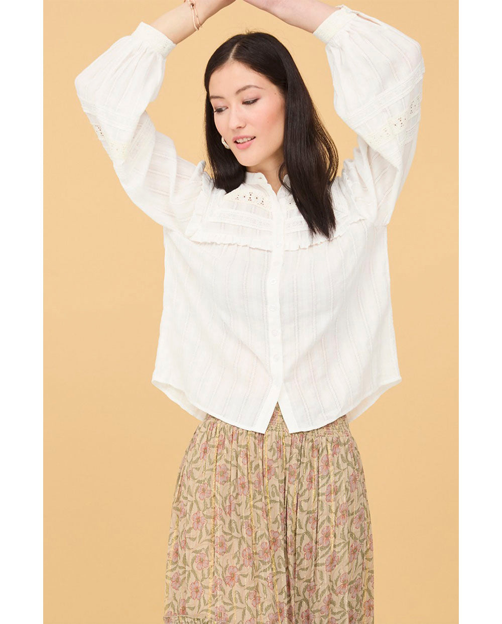 Blusa romántica Marin blanco Nüd