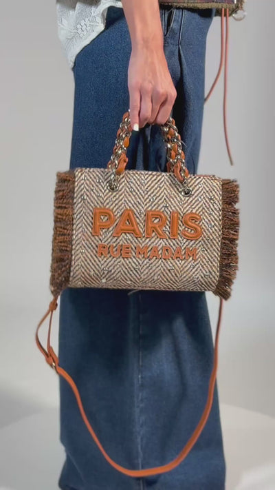 Bolso Mini Tote Harris textura lana cognac Rue Madam Paris