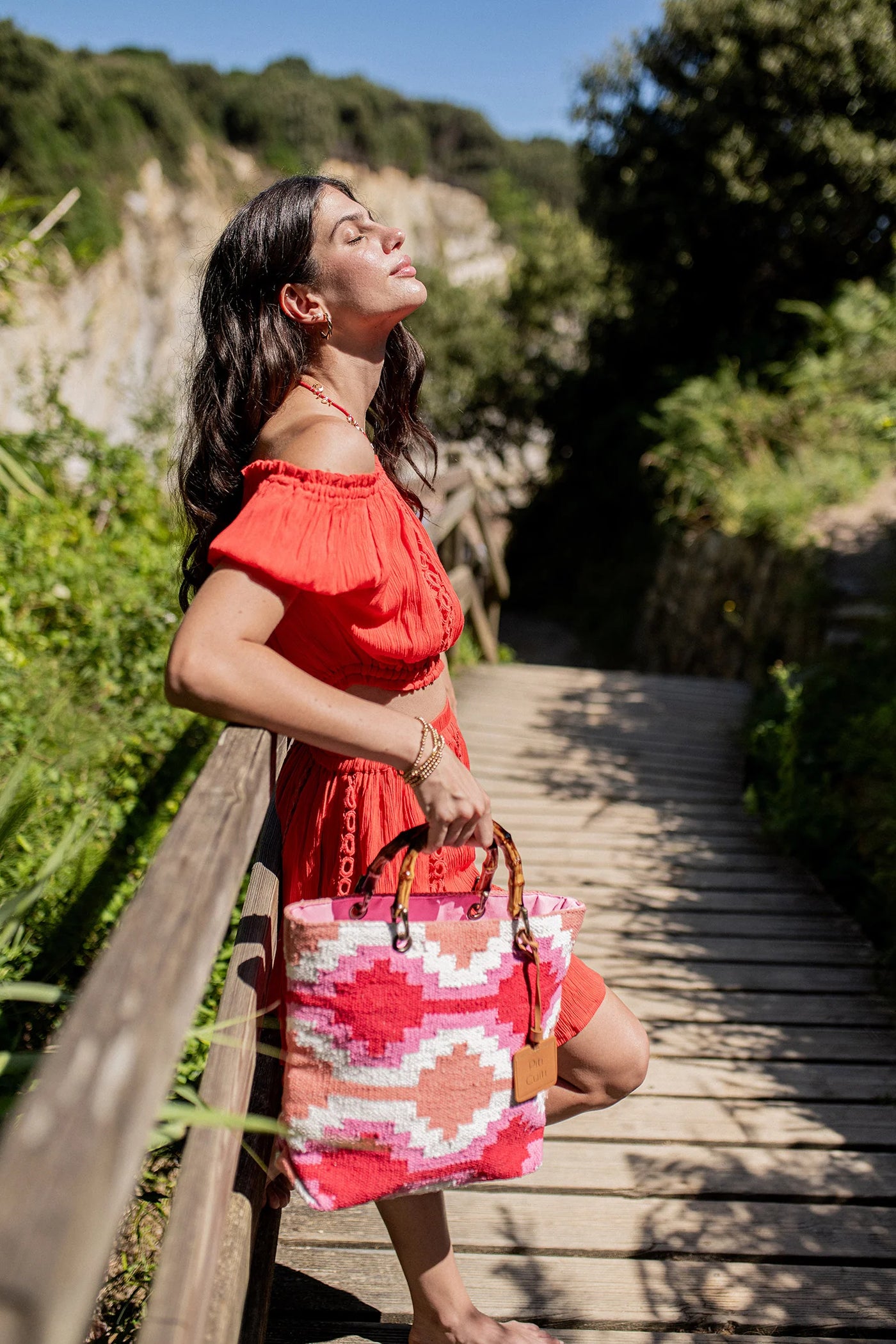 Bolso Shopper Yucatan multicolor rosa Piti Cuiti